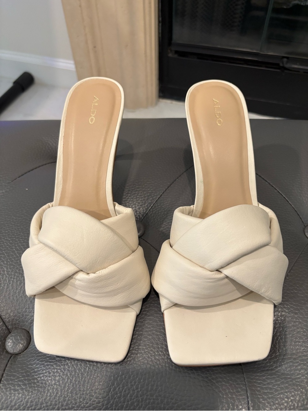 ALDO Women's Cream Knotted Slide Sandals